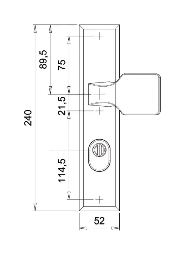 Dieckmann Kentrek Achterdeurbeslag Aluminium PC72 - Afbeelding 2
